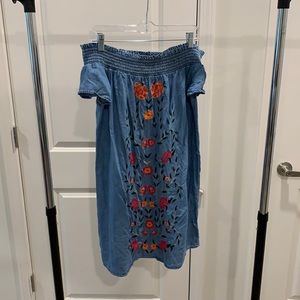 Miami denim dress with flowers